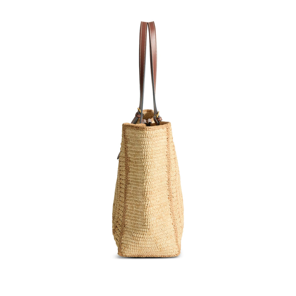 Natural Beige Raffia Bow Satchel