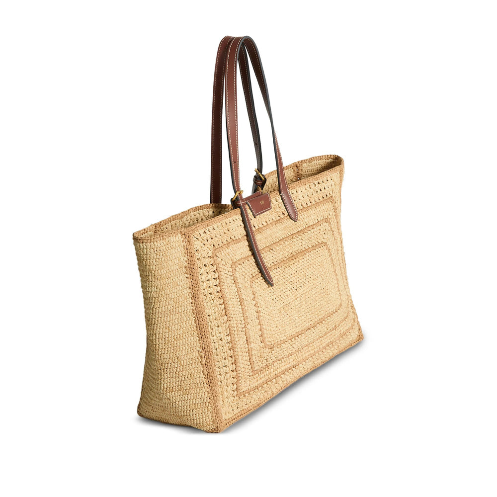 Natural Beige Raffia Bow Satchel