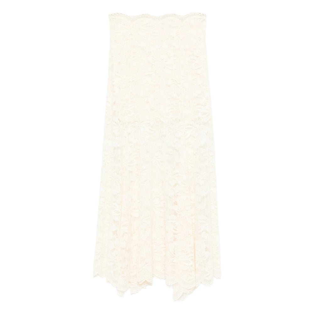 Beige Lace Asymmetrical Skirt
