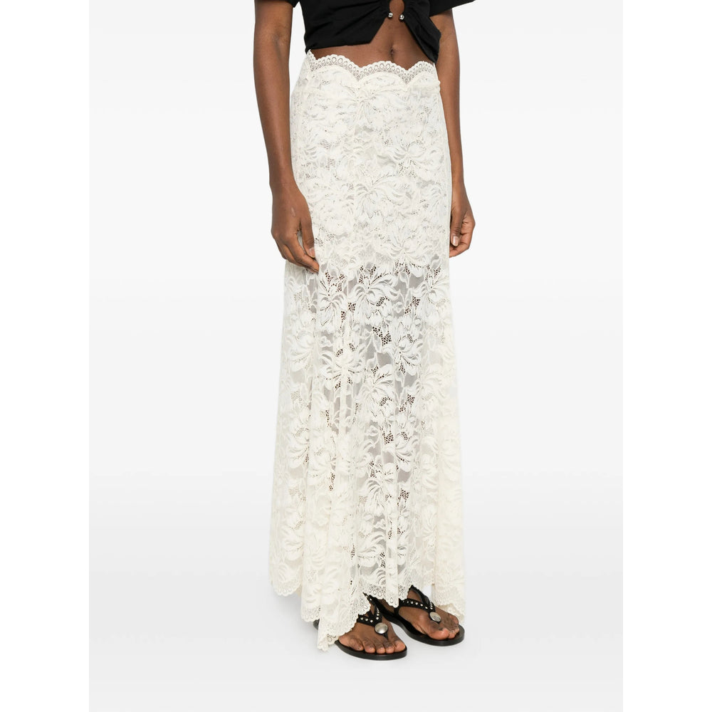 Beige Lace Asymmetrical Skirt