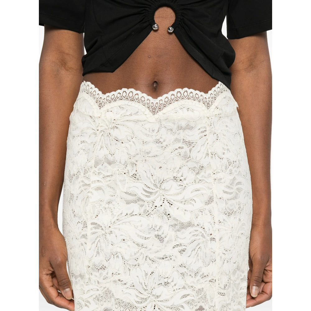 Beige Lace Asymmetrical Skirt