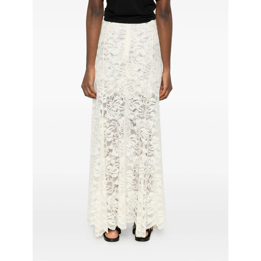 Beige Lace Asymmetrical Skirt