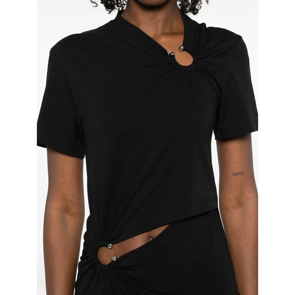 Modern Asymmetrical Cotton Top With Metal Accents