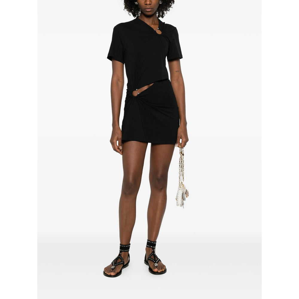 Modern Asymmetrical Cotton Top With Metal Accents