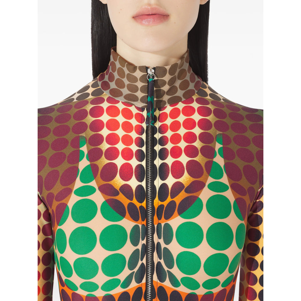 Orange Dot Zip Top