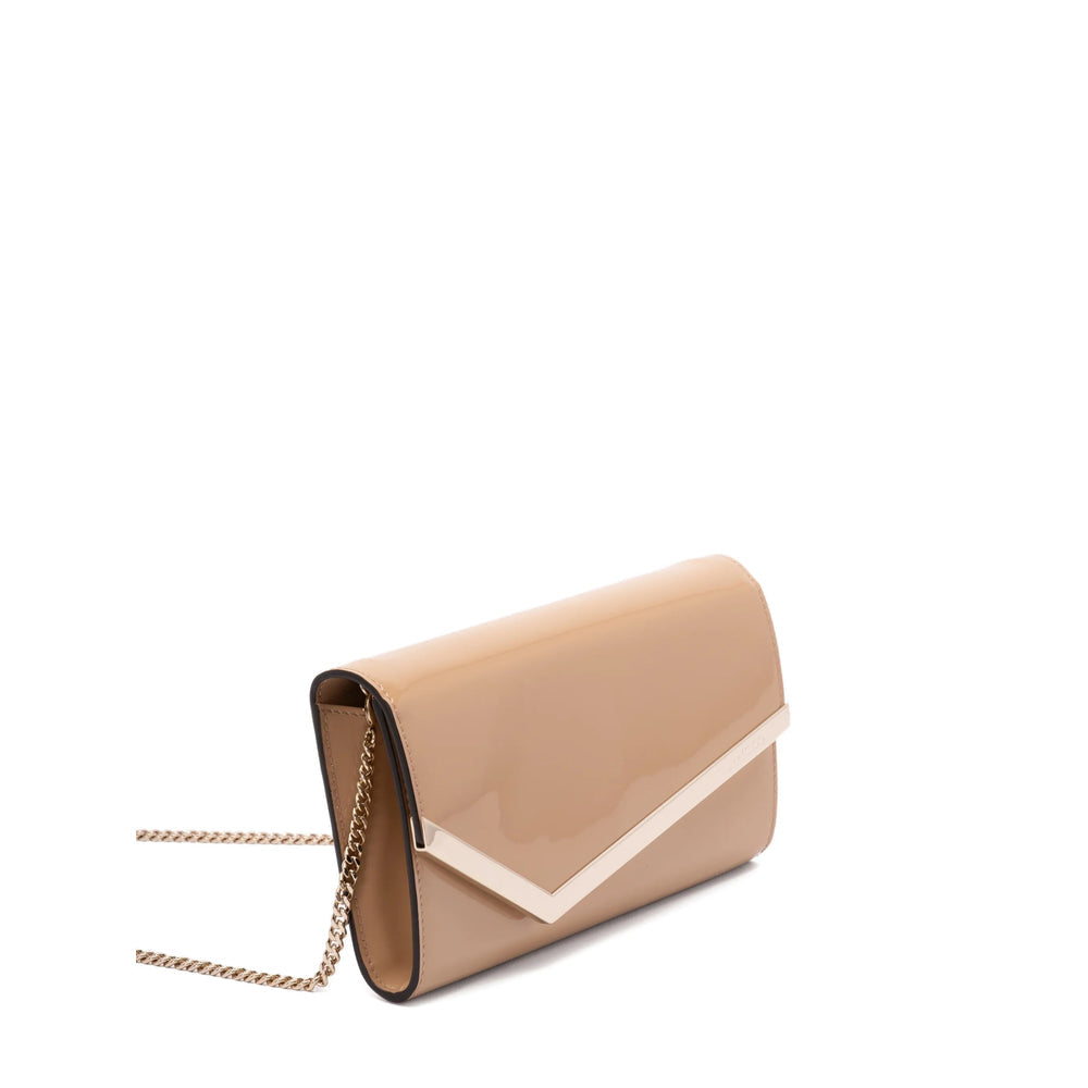 Beige Patent Shoulder Bag