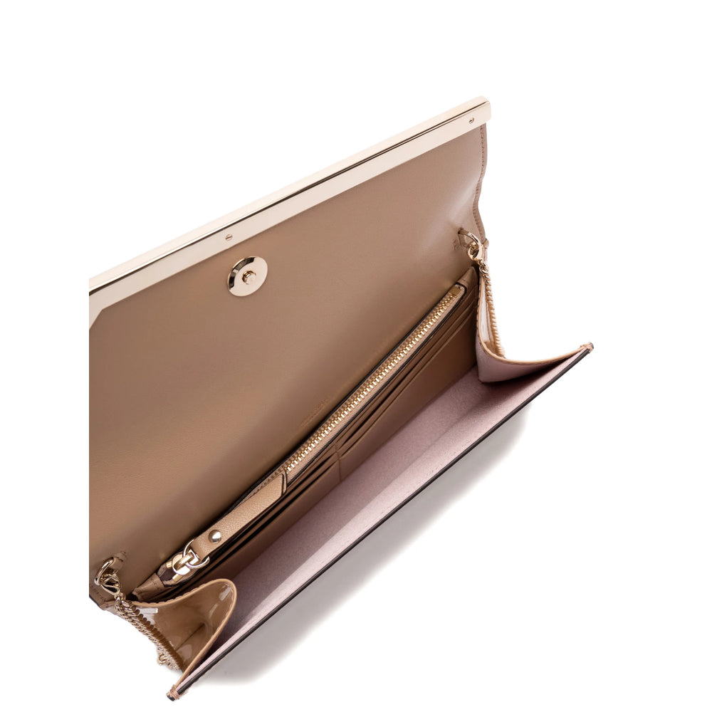 Beige Patent Shoulder Bag