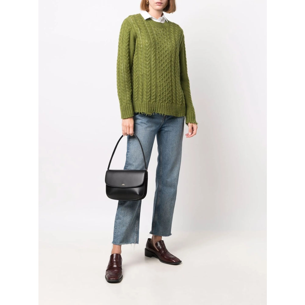 Sleek Leather Foldover Shoulder Bag