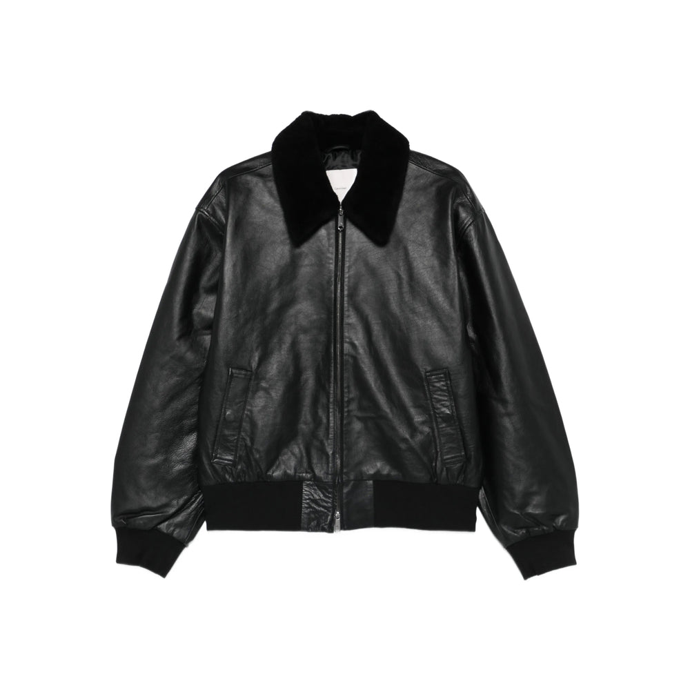 Sleek Black Shearling Coat