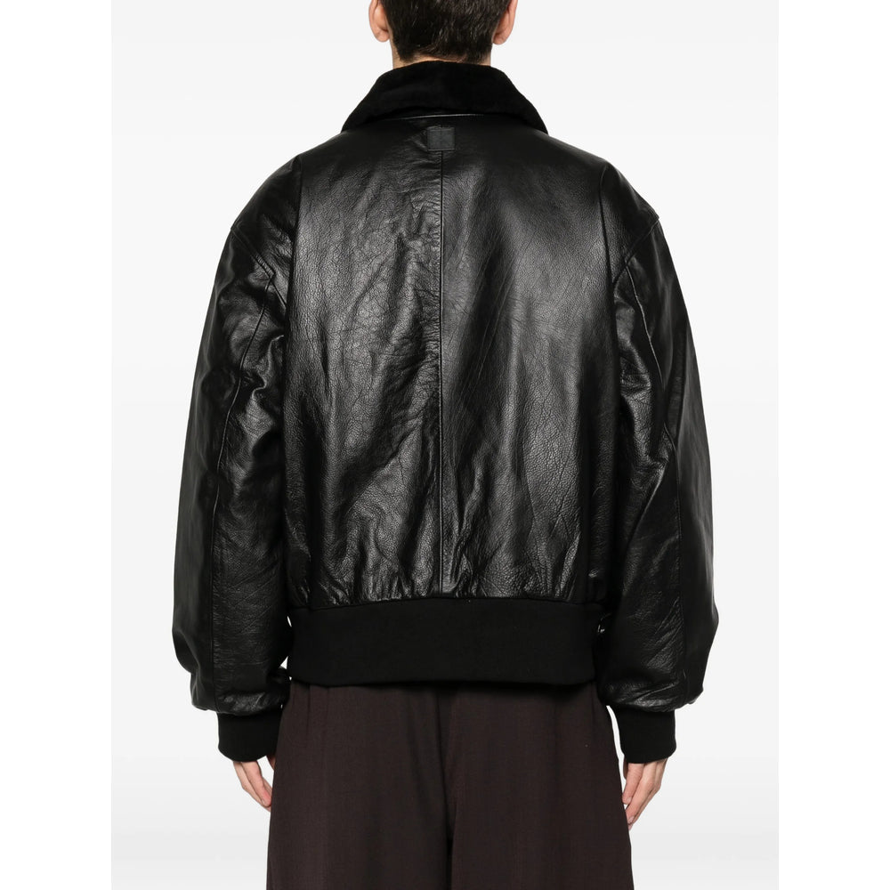 Sleek Black Shearling Coat