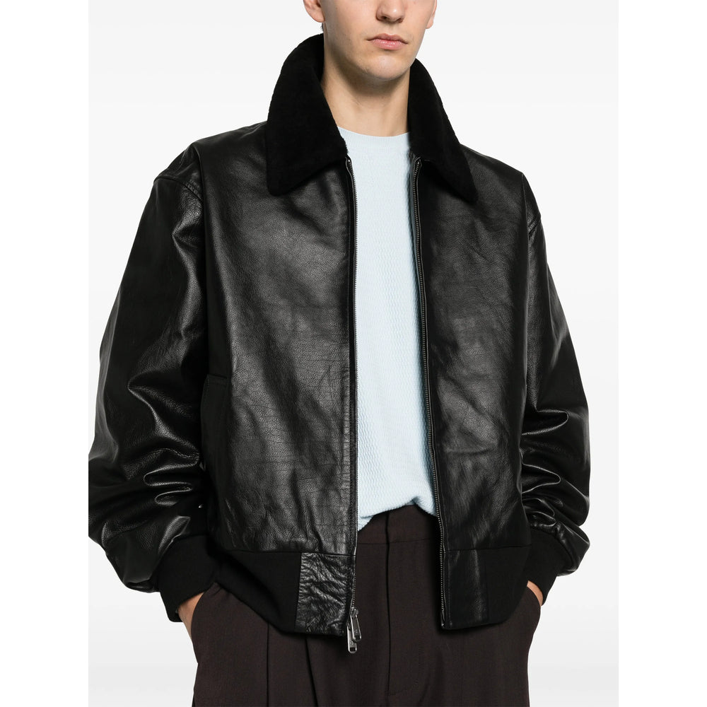 Sleek Black Shearling Coat