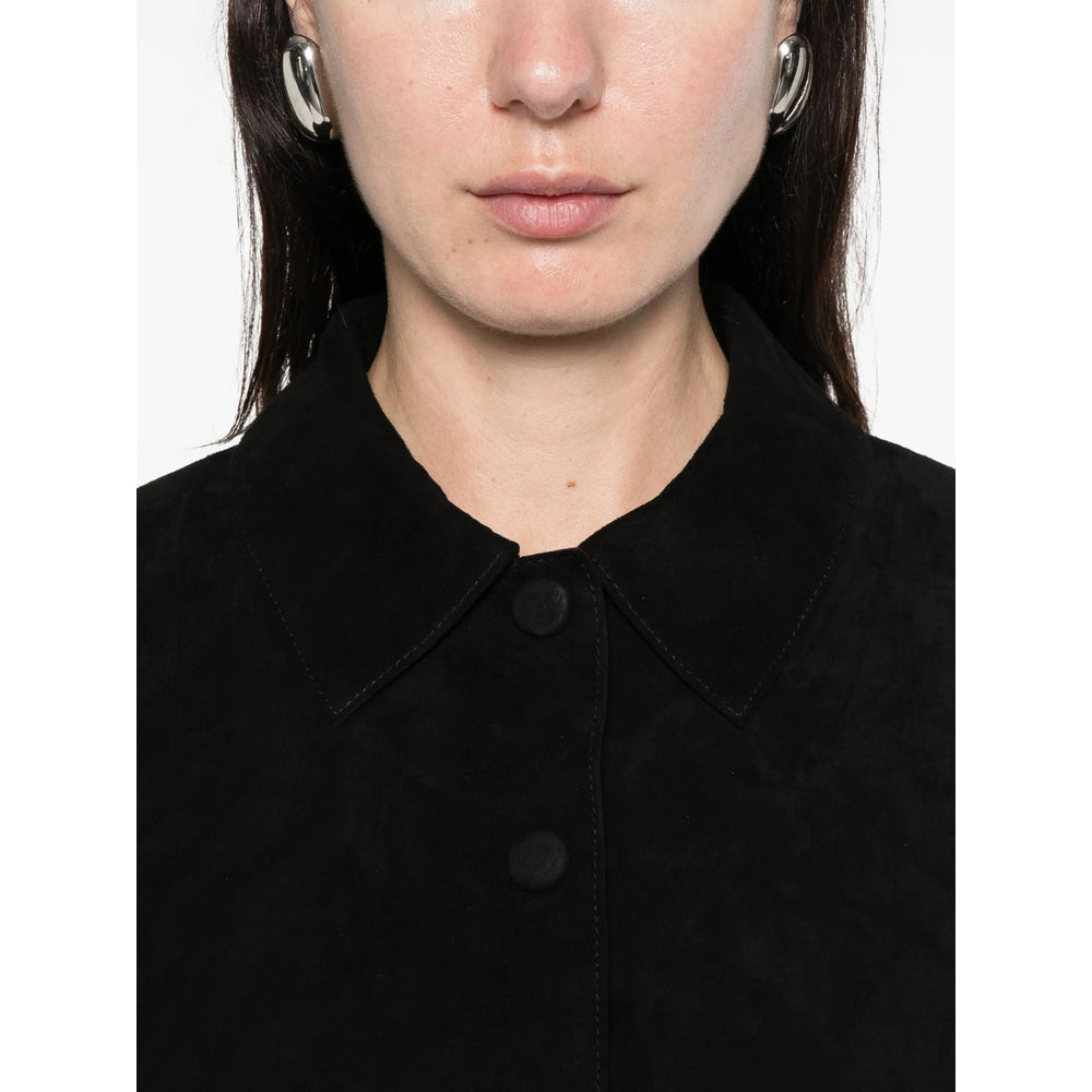 Pointed Collar Suede Shirt