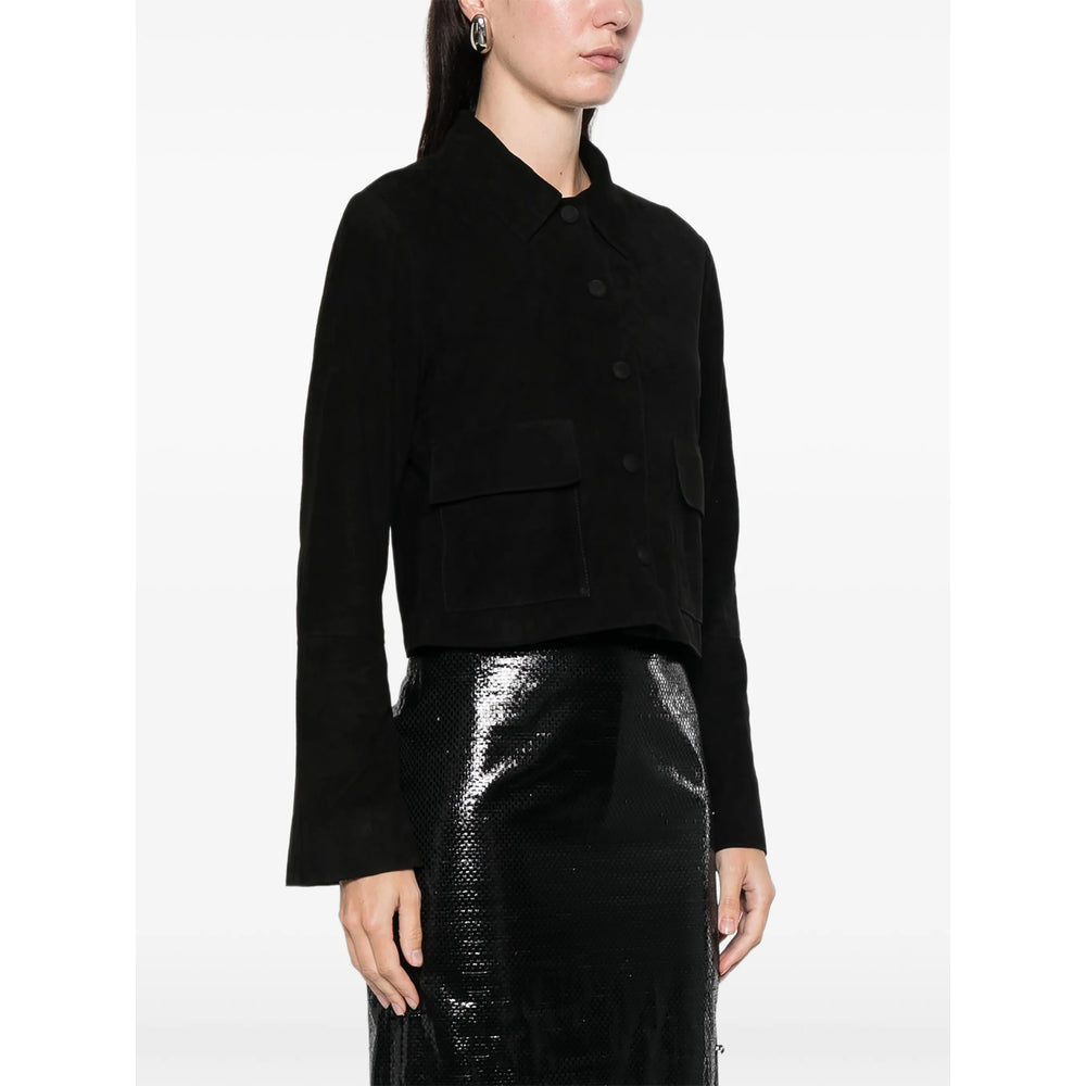 Pointed Collar Suede Shirt