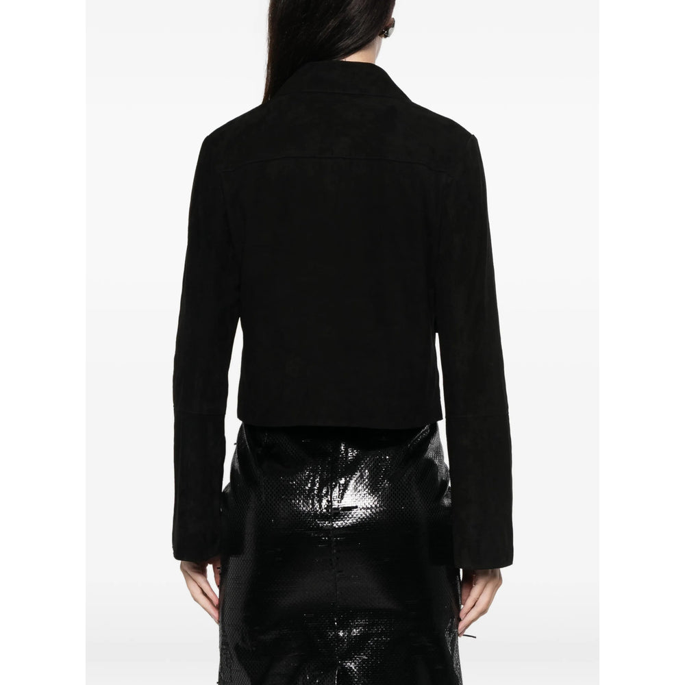Pointed Collar Suede Shirt