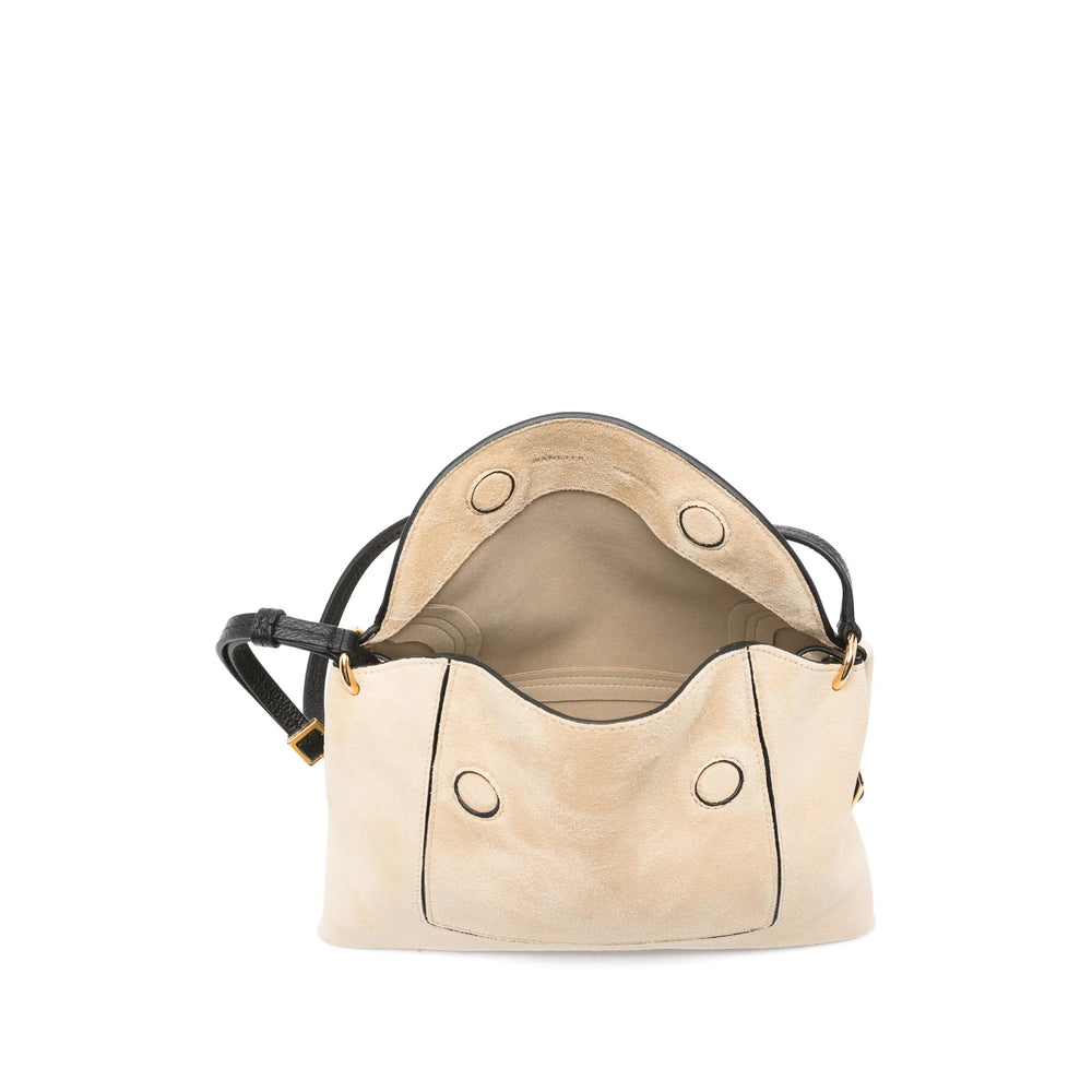 Beige Suede Panel Tote