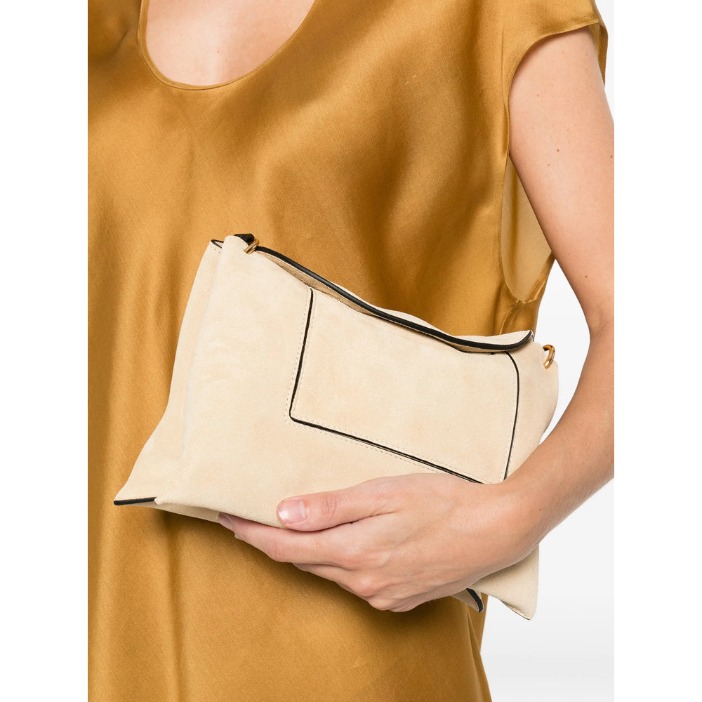 Beige Suede Panel Tote