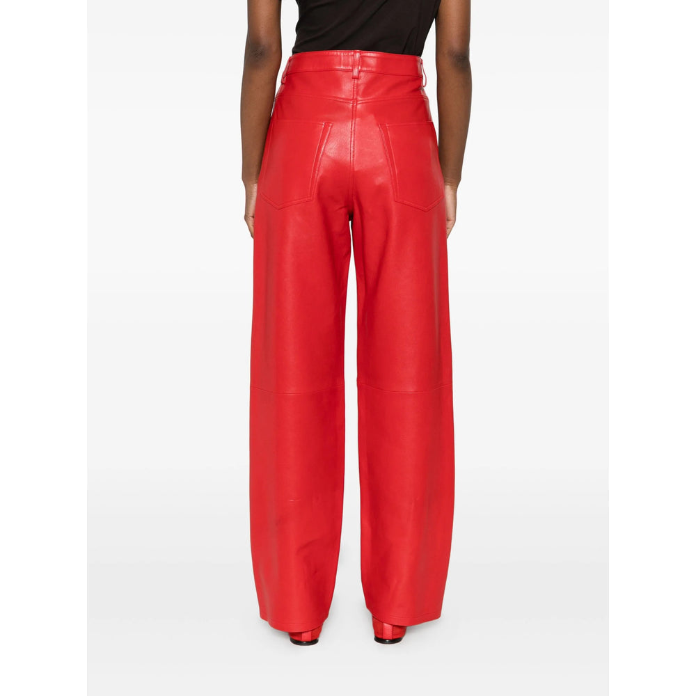 Straight Leg Leather Pant