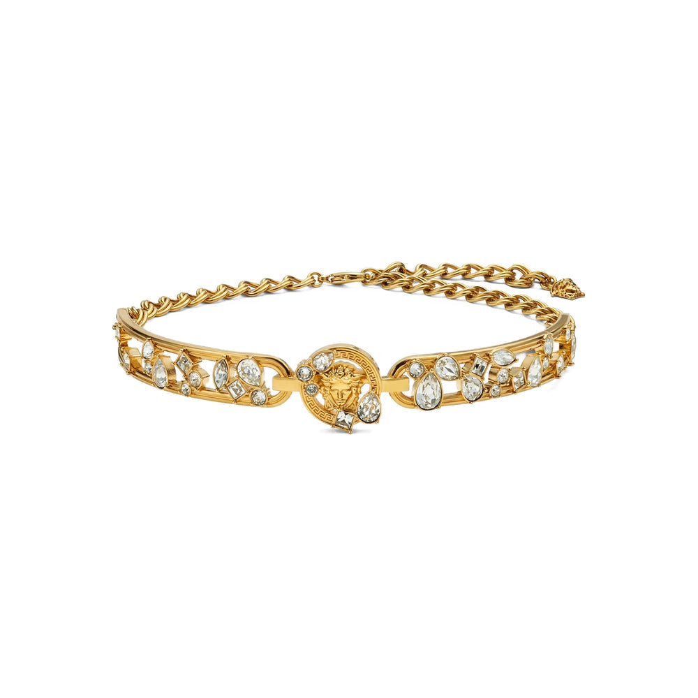 Gold Accent Chain Necklace With Crystal Details