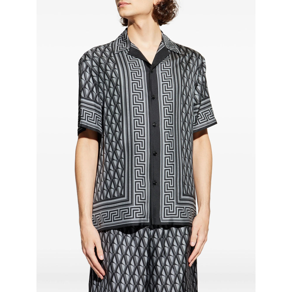 Silk Camp Collar Trim Shirt
