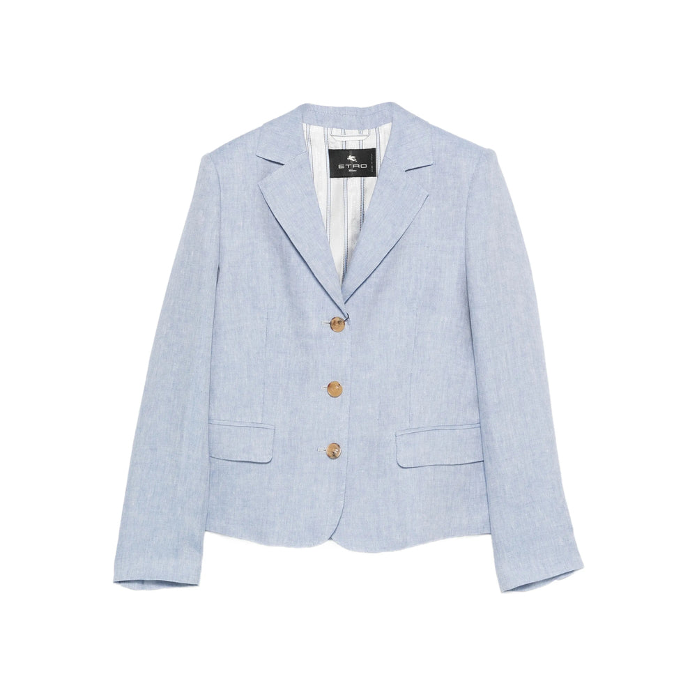 Soft Blue Linen V-neck