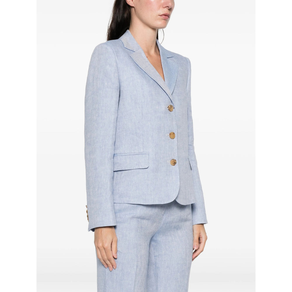 Soft Blue Linen V-neck