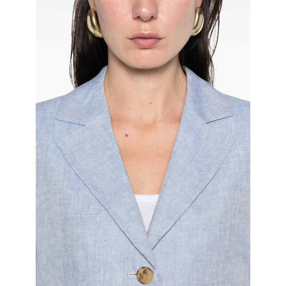 Soft Blue Linen V-neck