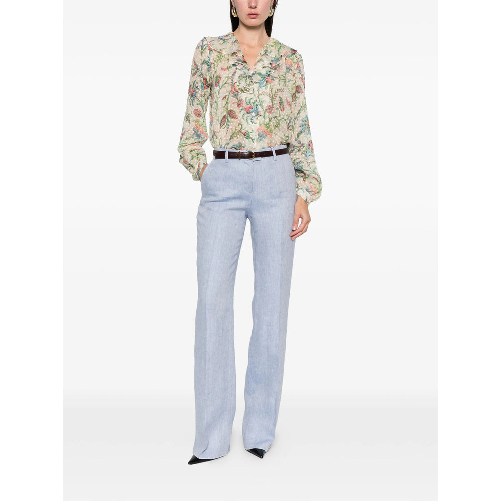 Crisp Floral Silk Blouse