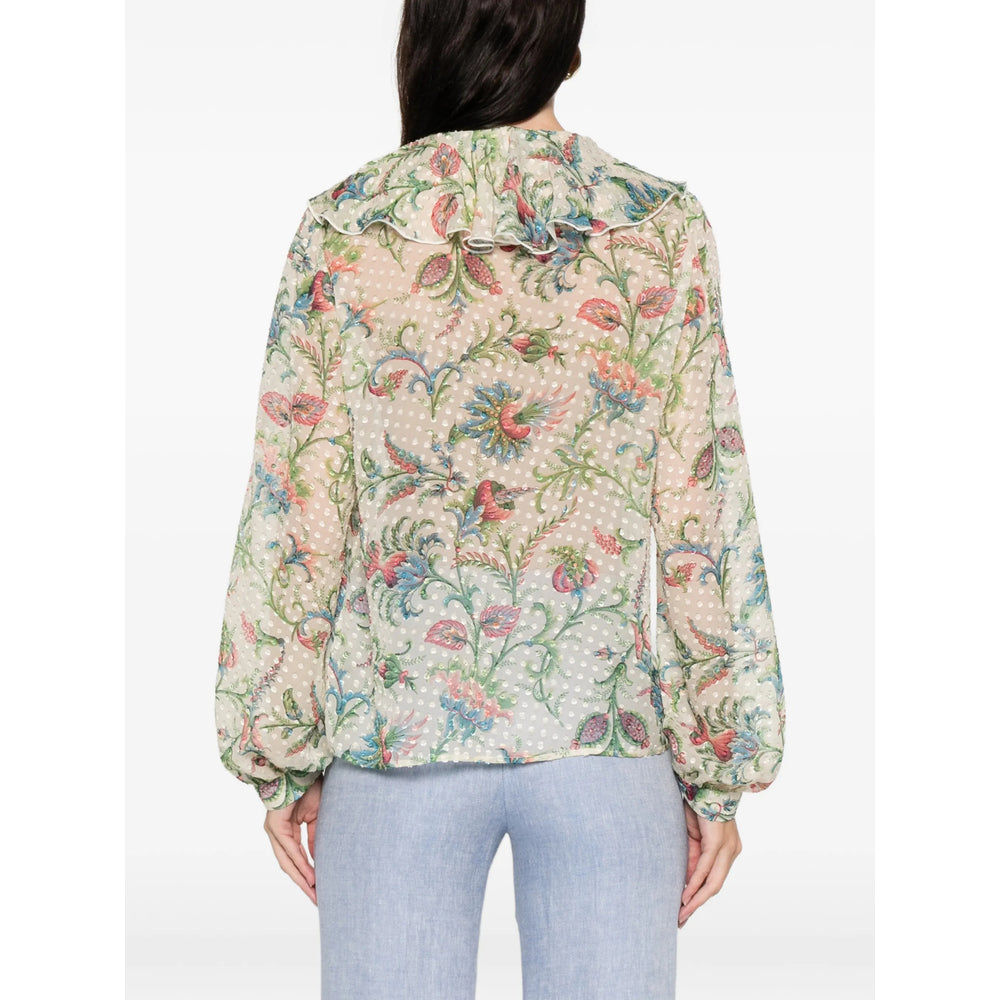 Crisp Floral Silk Blouse