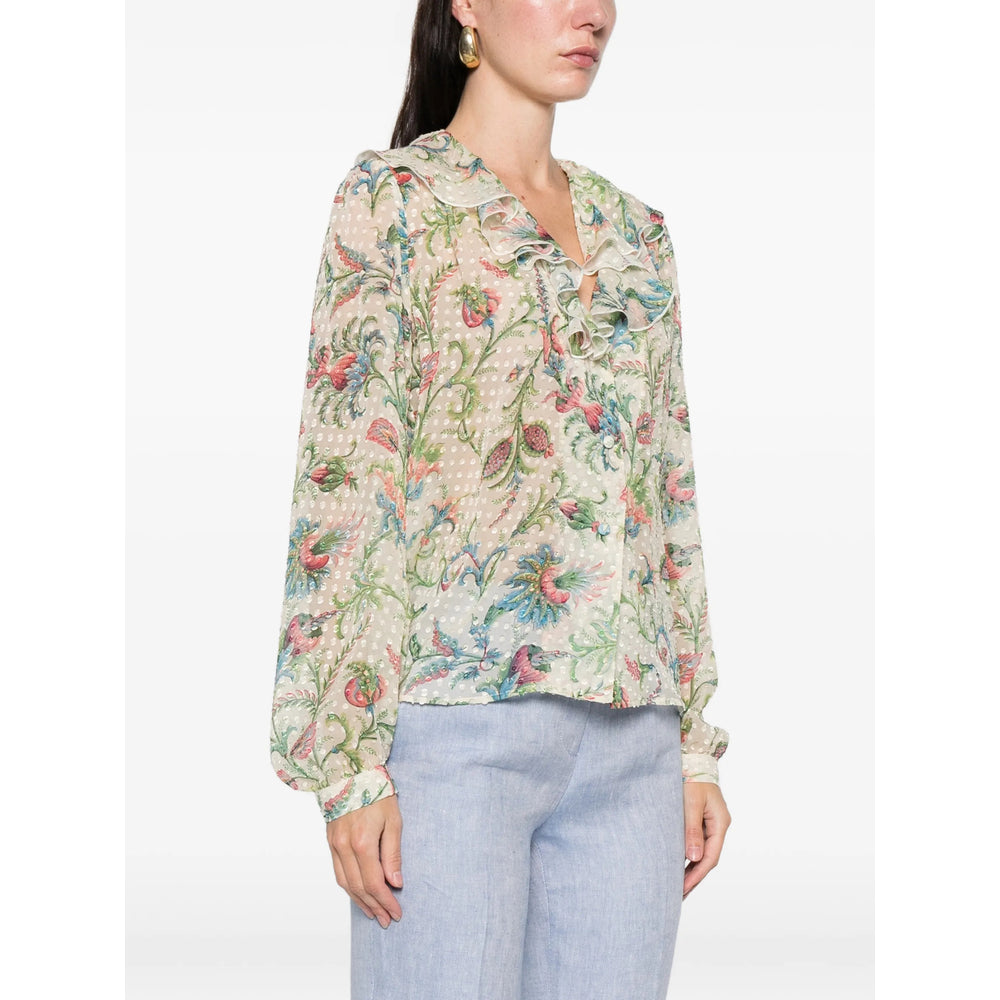 Crisp Floral Silk Blouse