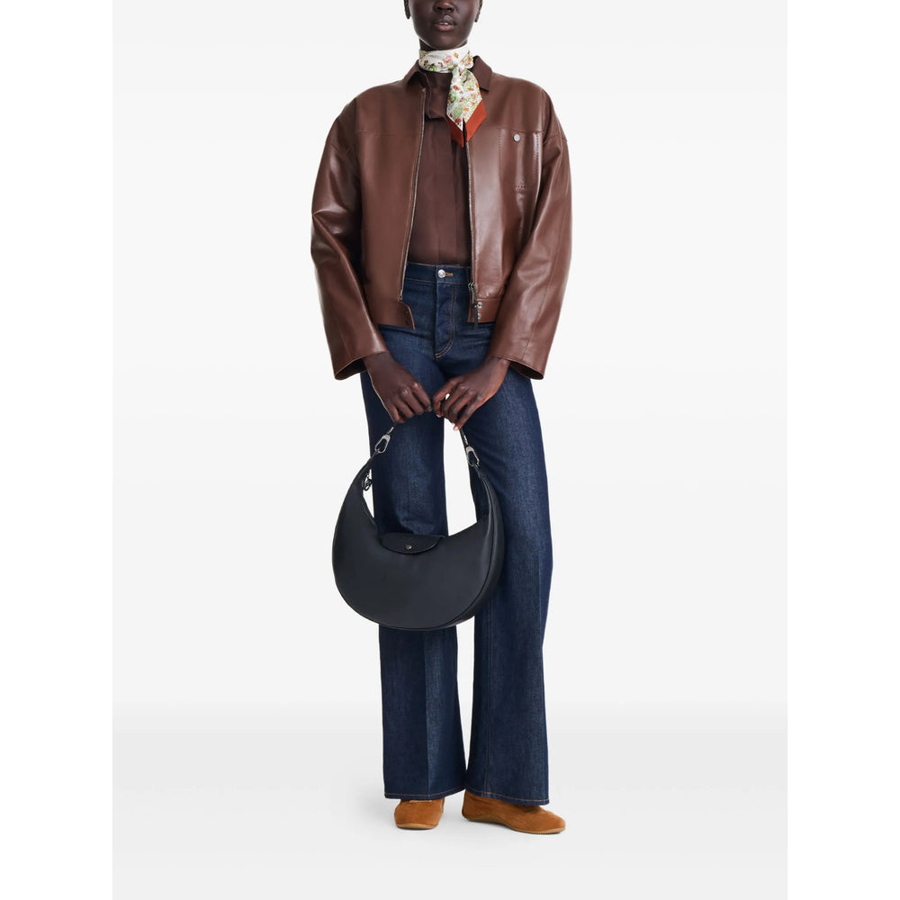 Black Calf Leather Flap Jacket