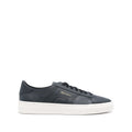Navy Blue Calf Leather Lace-up Court