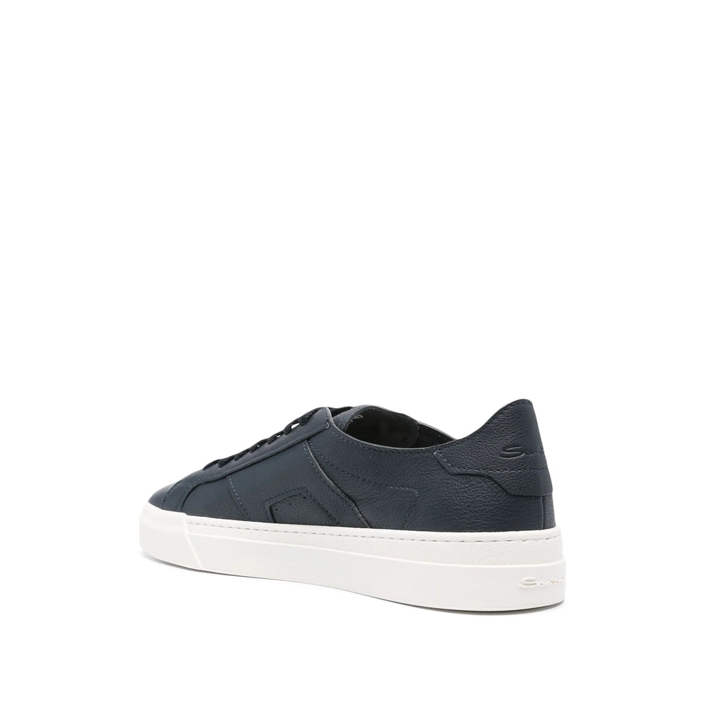 Navy Blue Calf Leather Lace-up Court