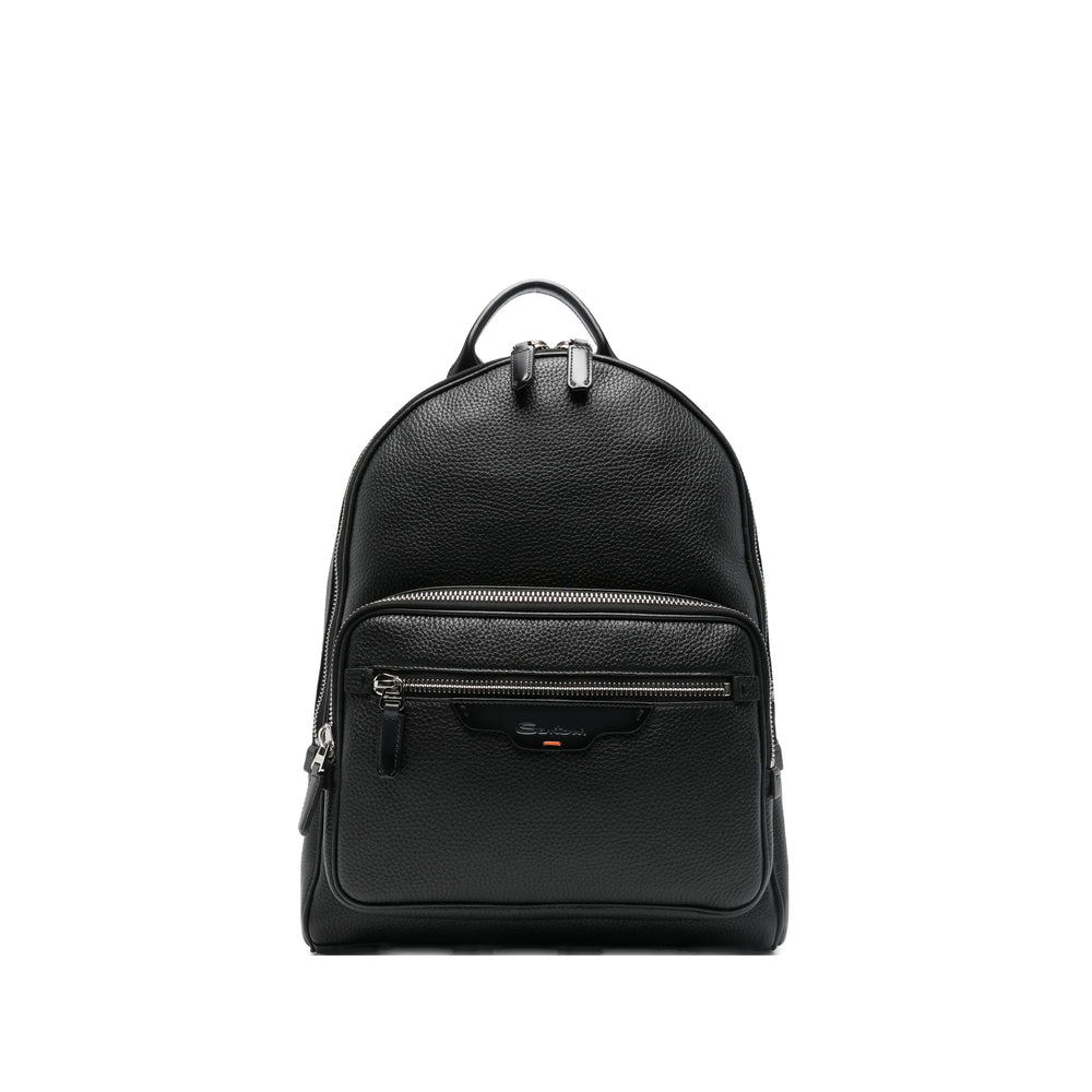 Black Pebble Leather Top-handle Bag