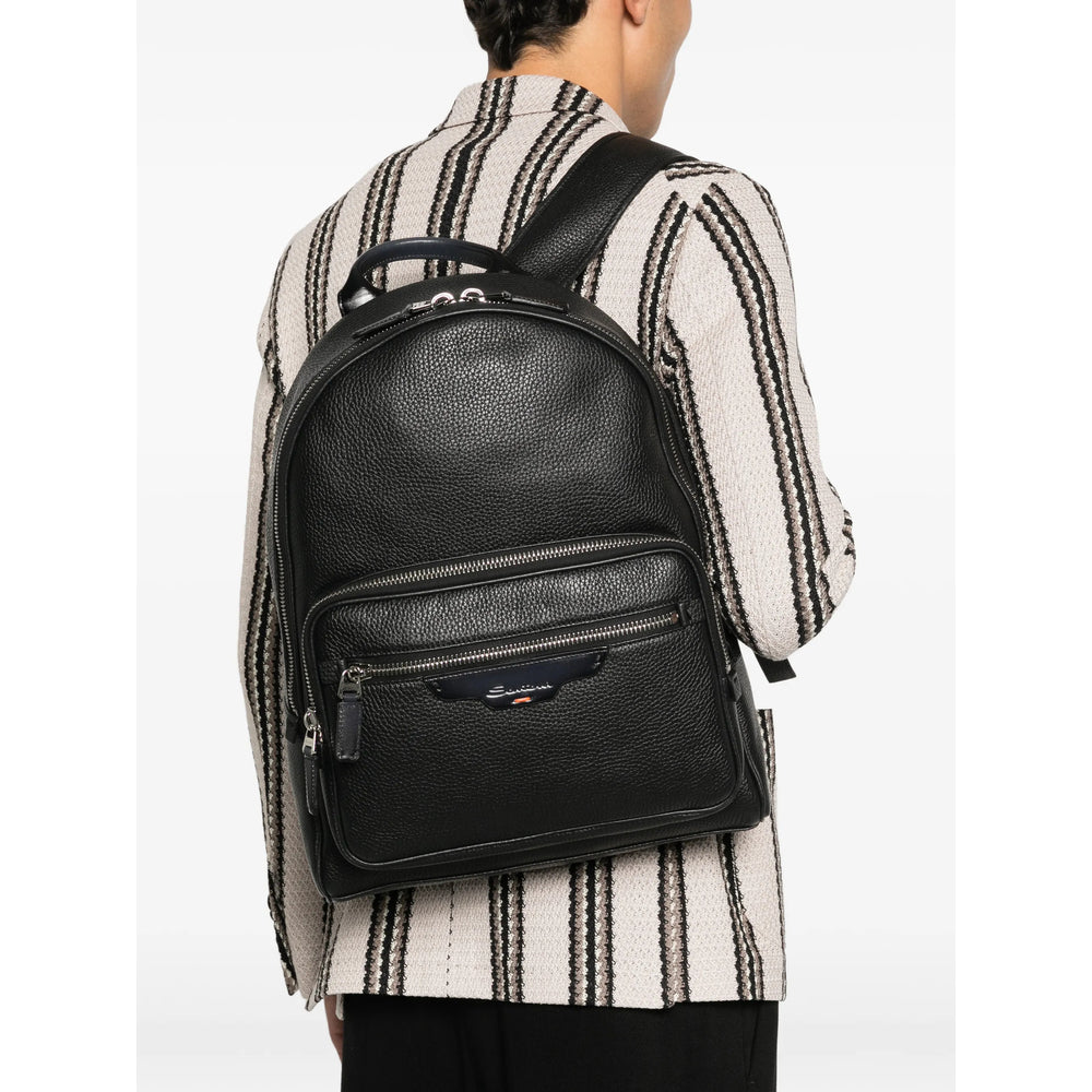 Black Pebble Leather Top-handle Bag