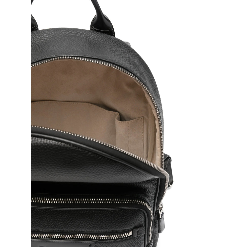 Black Pebble Leather Top-handle Bag