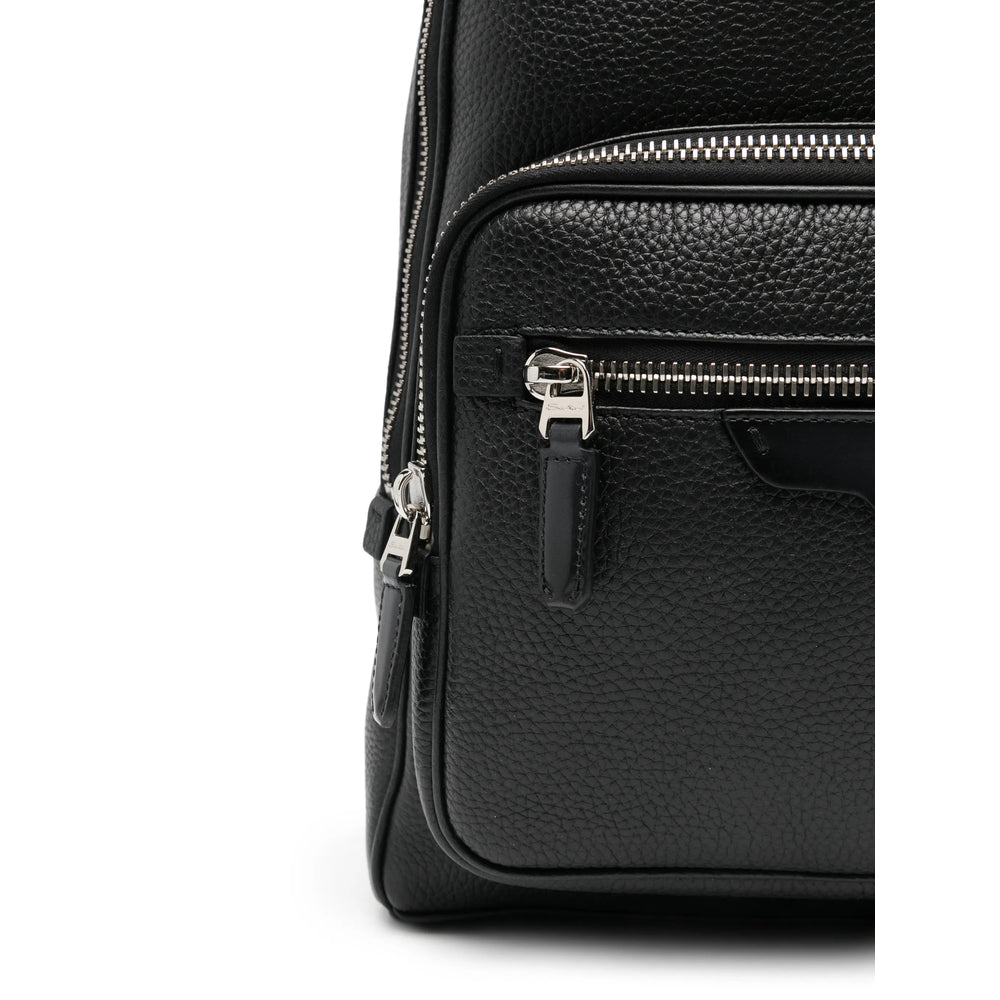 Black Pebble Leather Top-handle Bag