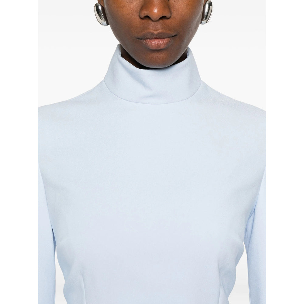 Blue High-neck Zip Closure Top