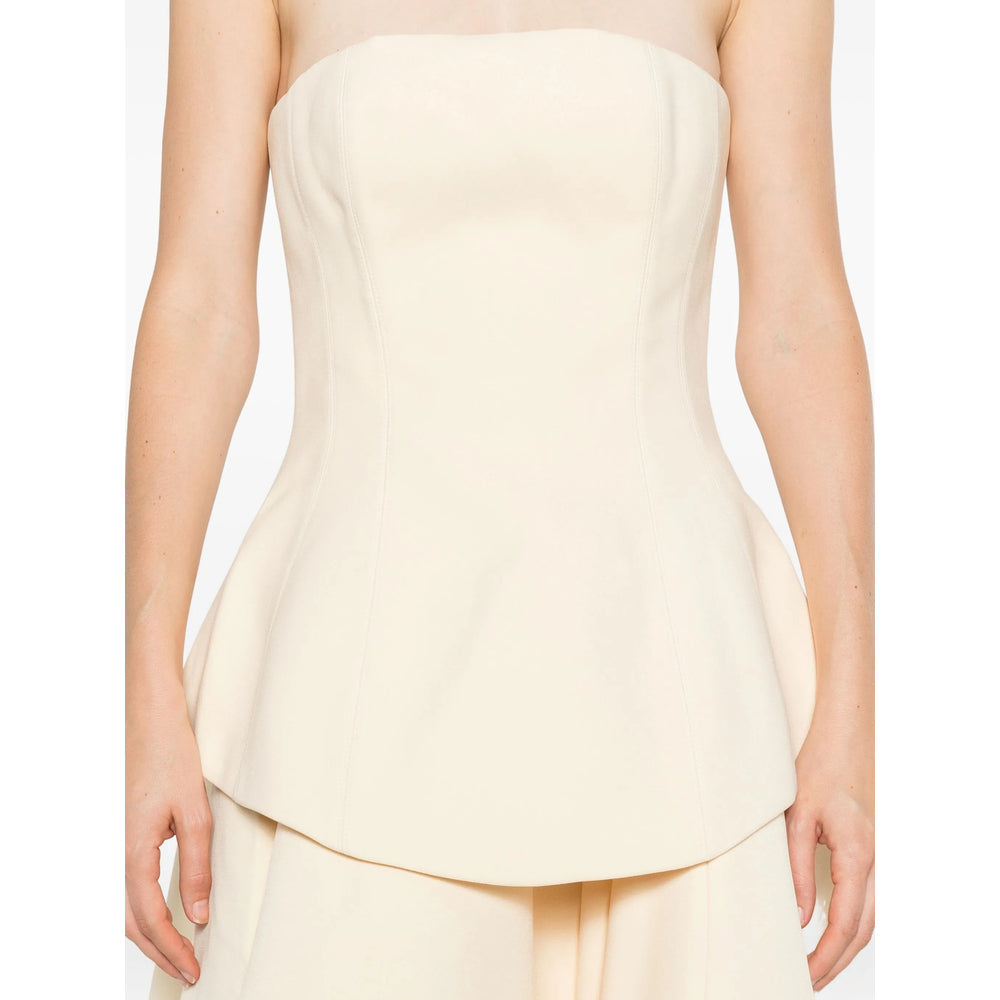 Beige Panelled A-line Skirt