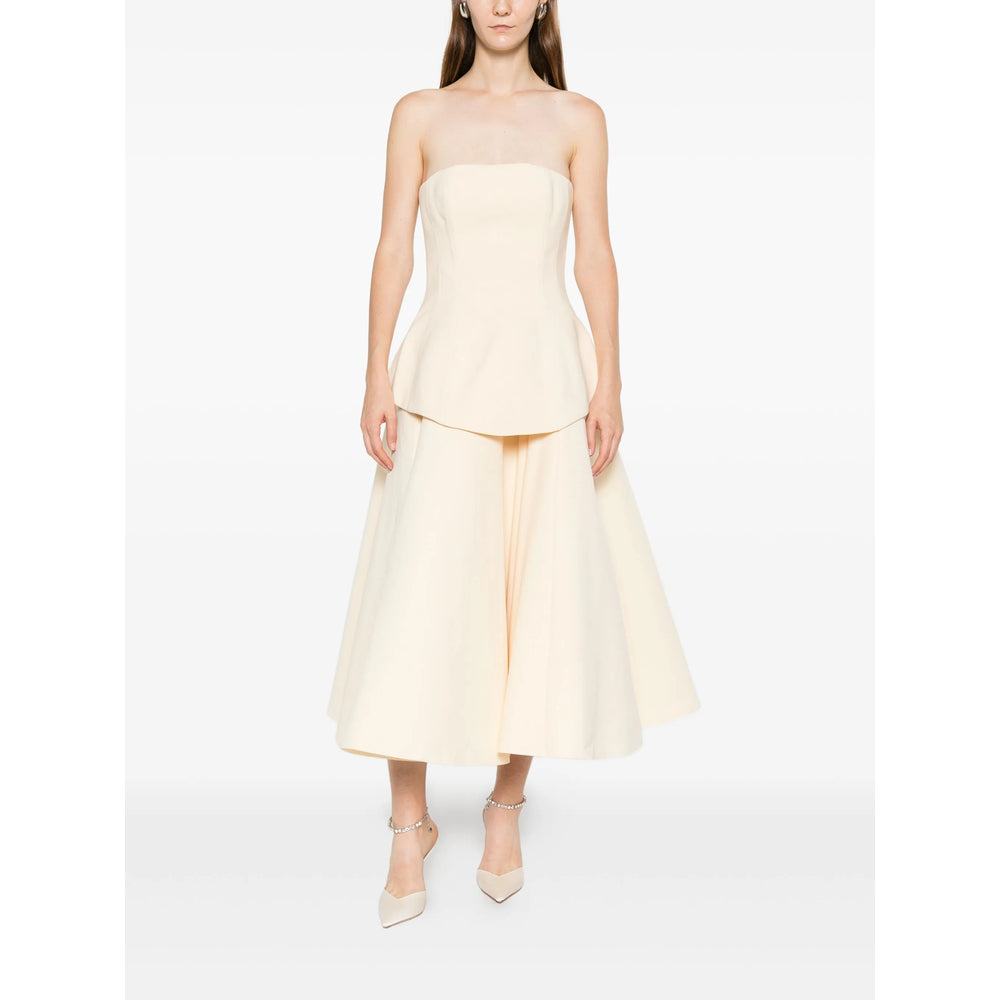 Beige Panelled A-line Skirt