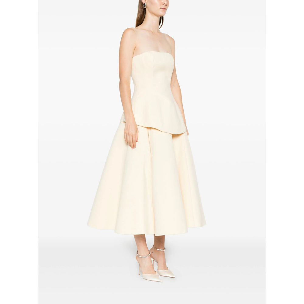 Beige Panelled A-line Skirt