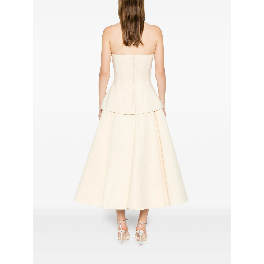 Beige Panelled A-line Skirt