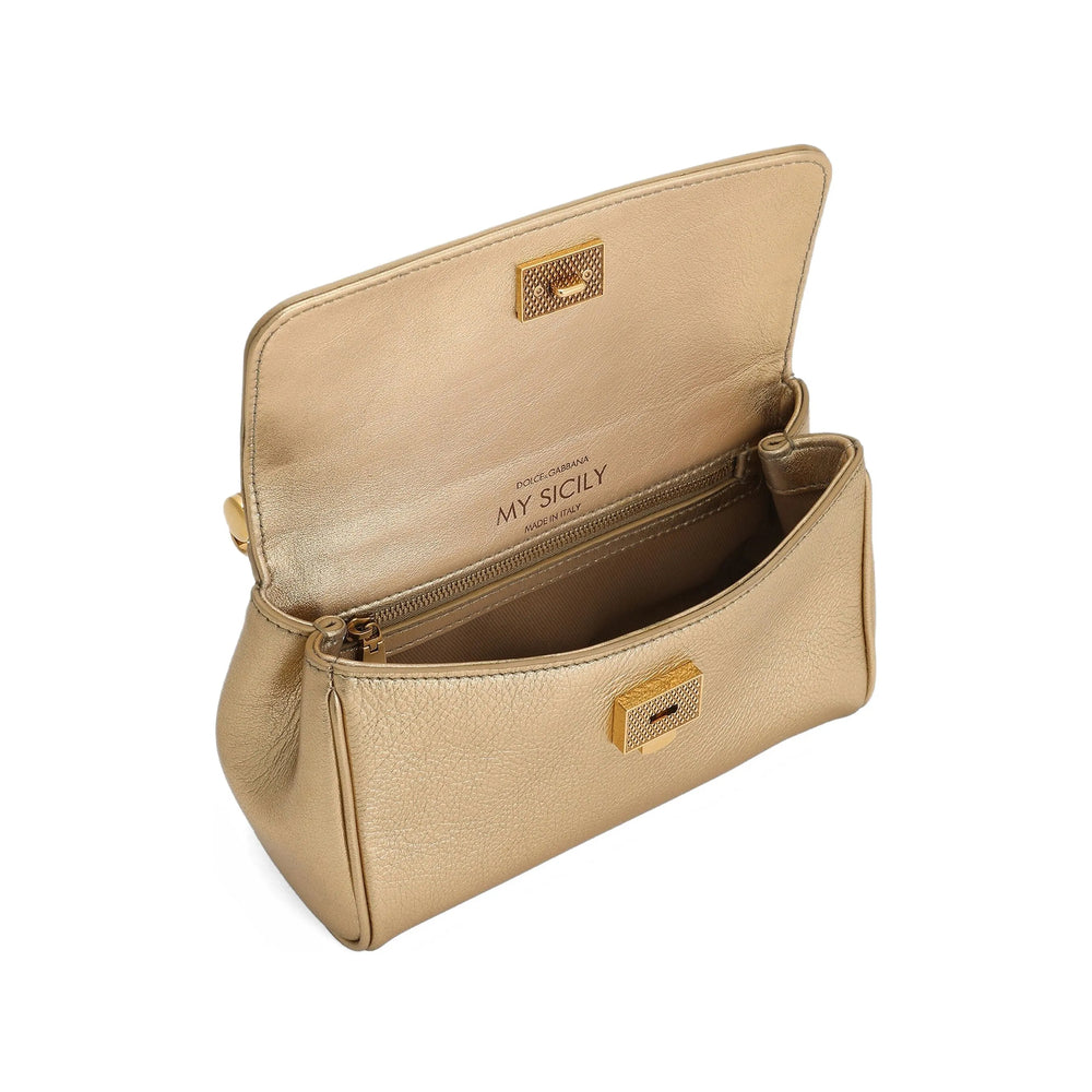 Gold Calfskin Top Handle Bag