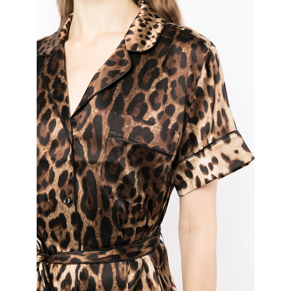 Leopard Silk Camp Collar