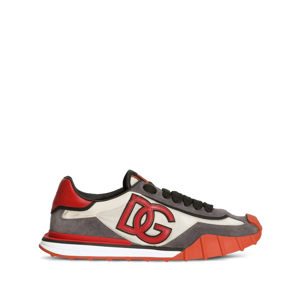 Colour-blocked Calfskin Trainer