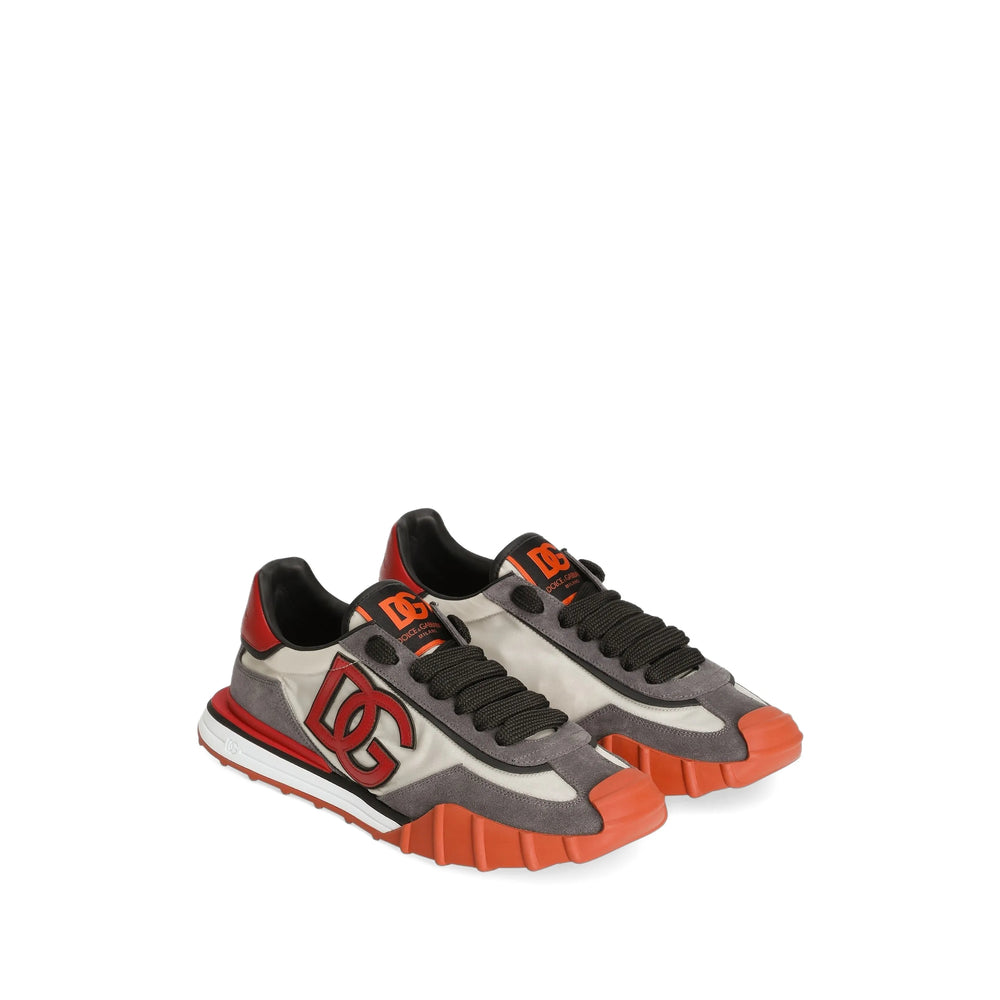 Colour-blocked Calfskin Trainer