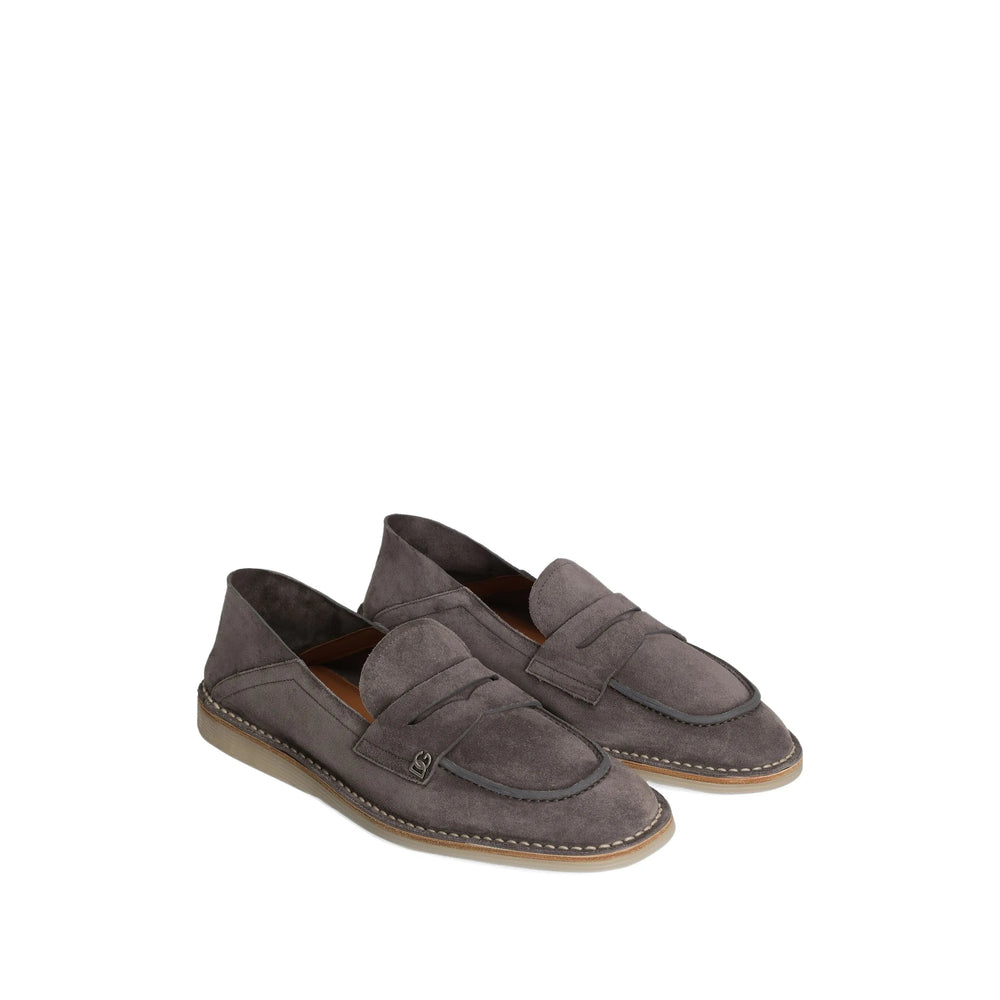 Grey Penny Strap Flat
