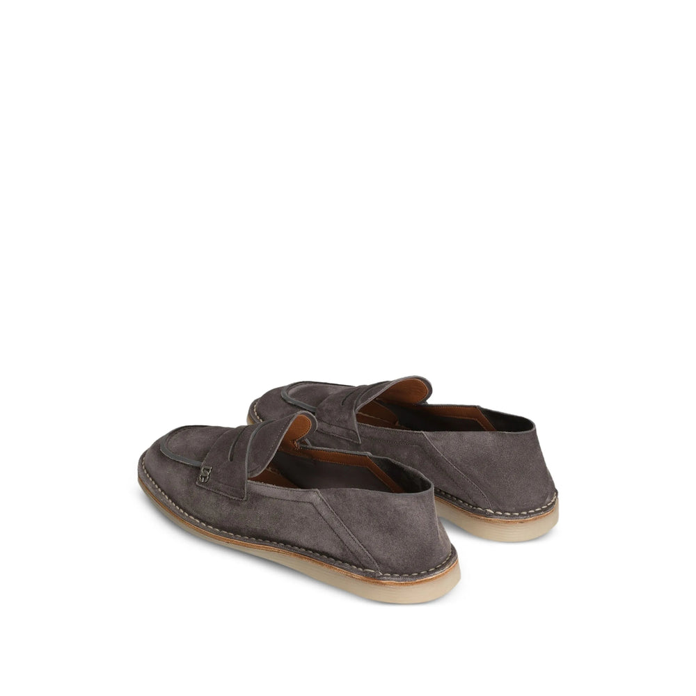 Grey Penny Strap Flat