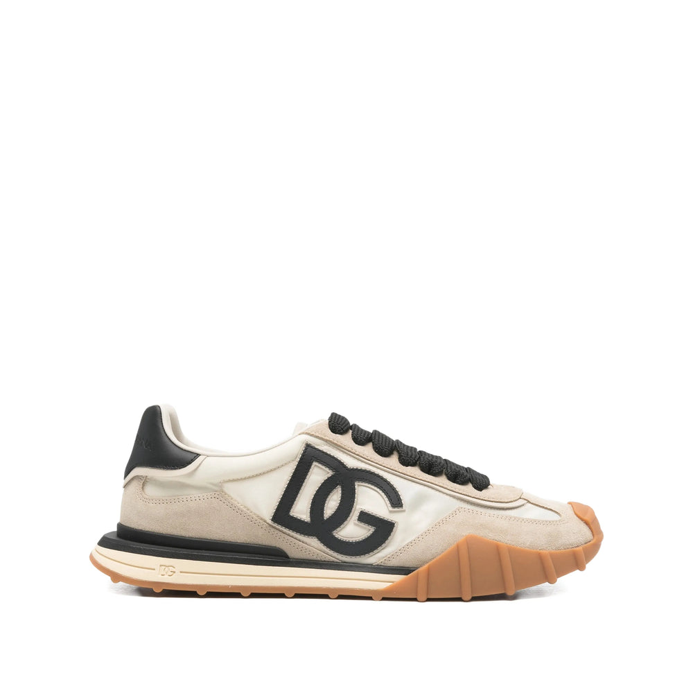 Beige Black Lace Up Trainer