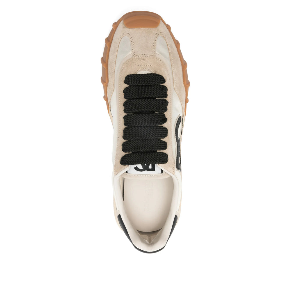 Beige Black Lace Up Trainer