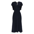 Navy Blue Midi V-neck Top